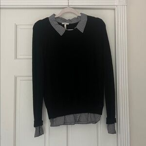 Joie Black Top with Checkered Collar